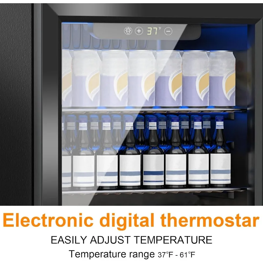 مبرد ثلاجة المشروبات 72 علبة ثلاجة صغيرة باب زجاجي للمشروبات الصودا البيرة أو النبيذ - ثلاجة صغيرة لغرفة نوم المكتب