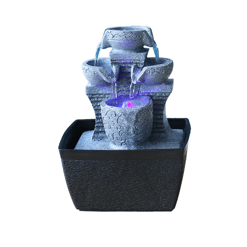 Handmade Home Decorations Resin Rockery Fountains Mountain View Small Ornaments Desktop Water Sound Feng Shui Tea Pet