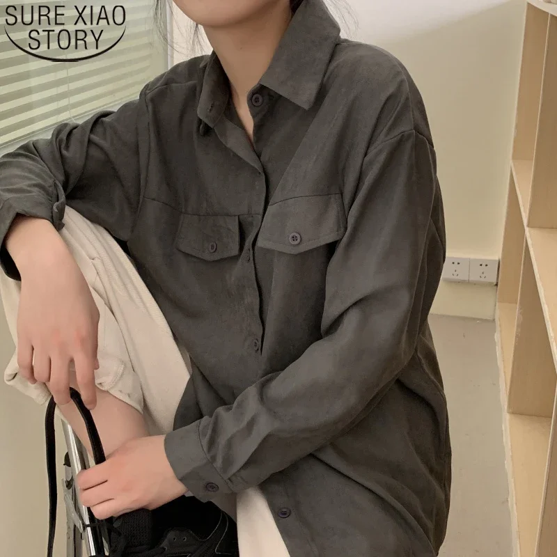 

New Vintage Blouse Cotton Shirt Women Oversize Shirts Spring Long Sleeve Casual Tops Korean Style Clothing Blusas Blouses 13226