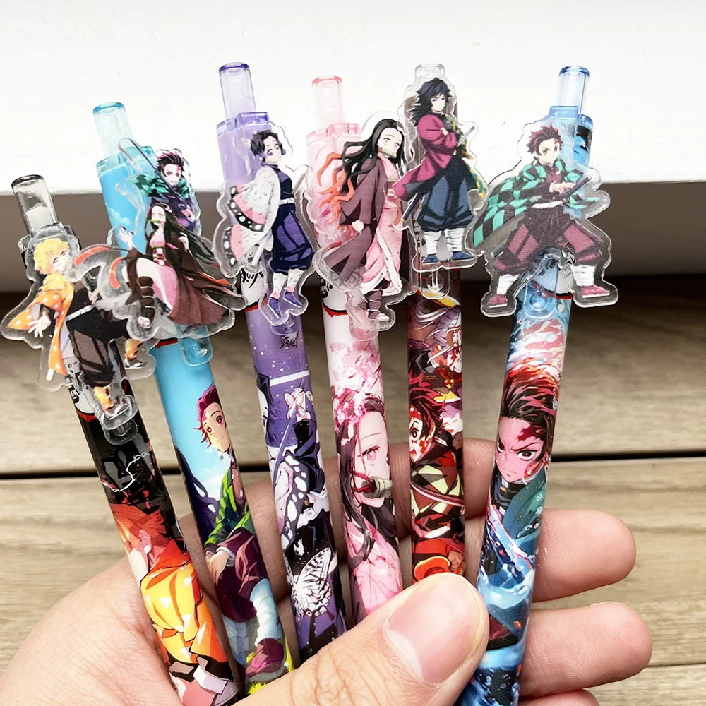 6 Stück/Box Neue Anime Slayer Gelstifte Schüler-Schreibstifte Charakter-Schreibwaren Schulbedarf Geschenk Saisonaler Begleiter
