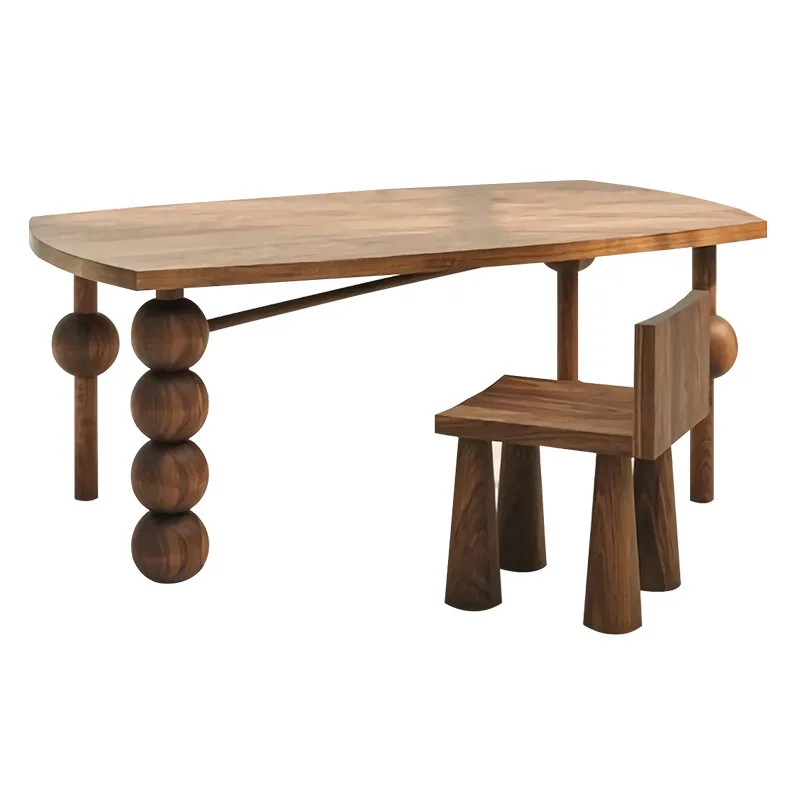 Medieval solid wood dining table retro special-shaped foot table rectangular large board table