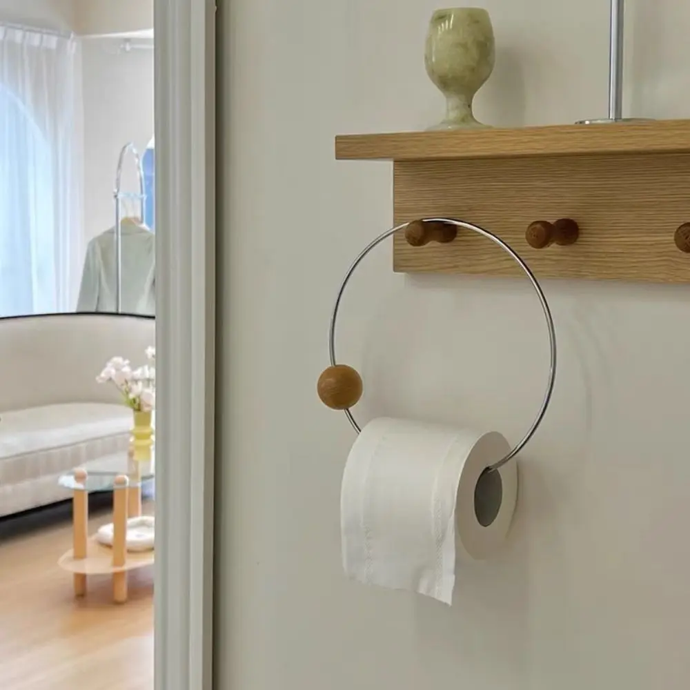 

2 PCS Creative Wall Mounted Paper Towel Holder Shelf Dispenser Storage Rack Decoration Round Hanger Paper Roll Holder Toilet