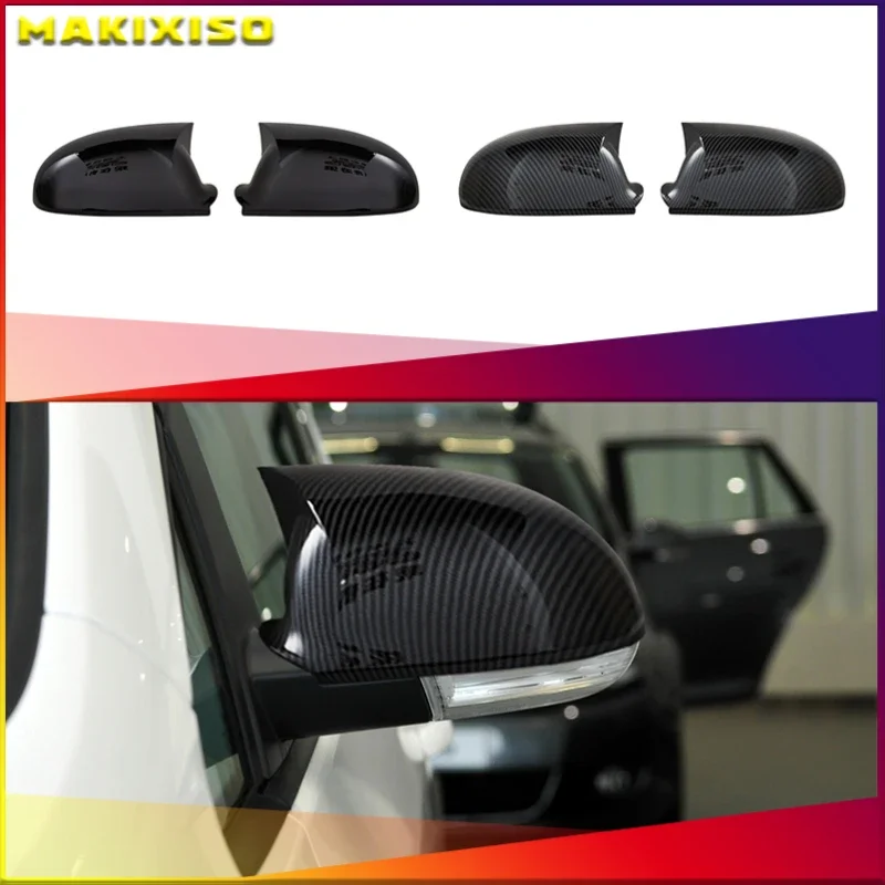 2PC Black For VW GOLF 5 V MK5 GTI Jetta Passat B5.5 B6 EOS Sharan Superb Side Wing Rear View Mirror Cover Replacement Caps Shell