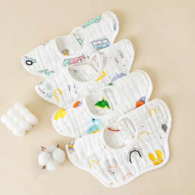 

New Cotton Gauze Baby Carrier Lace Flower Baby Cotton Gauze Petal Drool Towel 360 Degree Bib Wholesale
