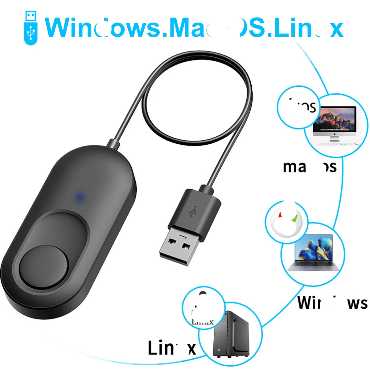 محرك Anmone Mouse Jiggler مع مفتاح تشغيل/إيقاف ومنفذ USB، بدون سائق ولا حاجة إلى برنامج، يحاكي حركة الماوس
