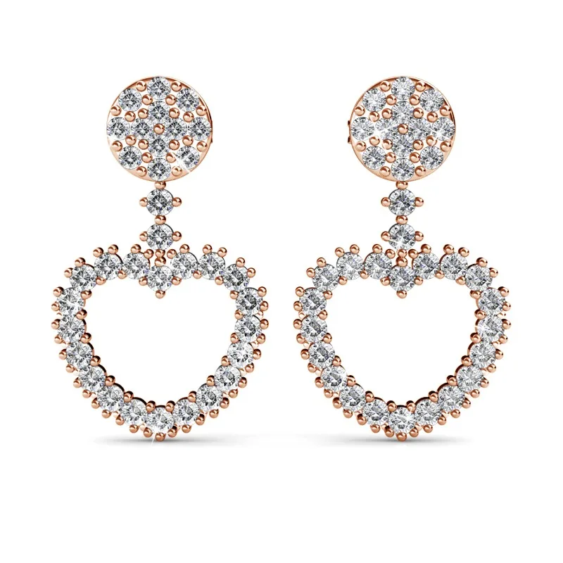

Daisini 925 Sterling Silver Heart Stud Earrings with Swarovski Crystal for Women Elegant Romantic Dainty Fine Jewelry Gift