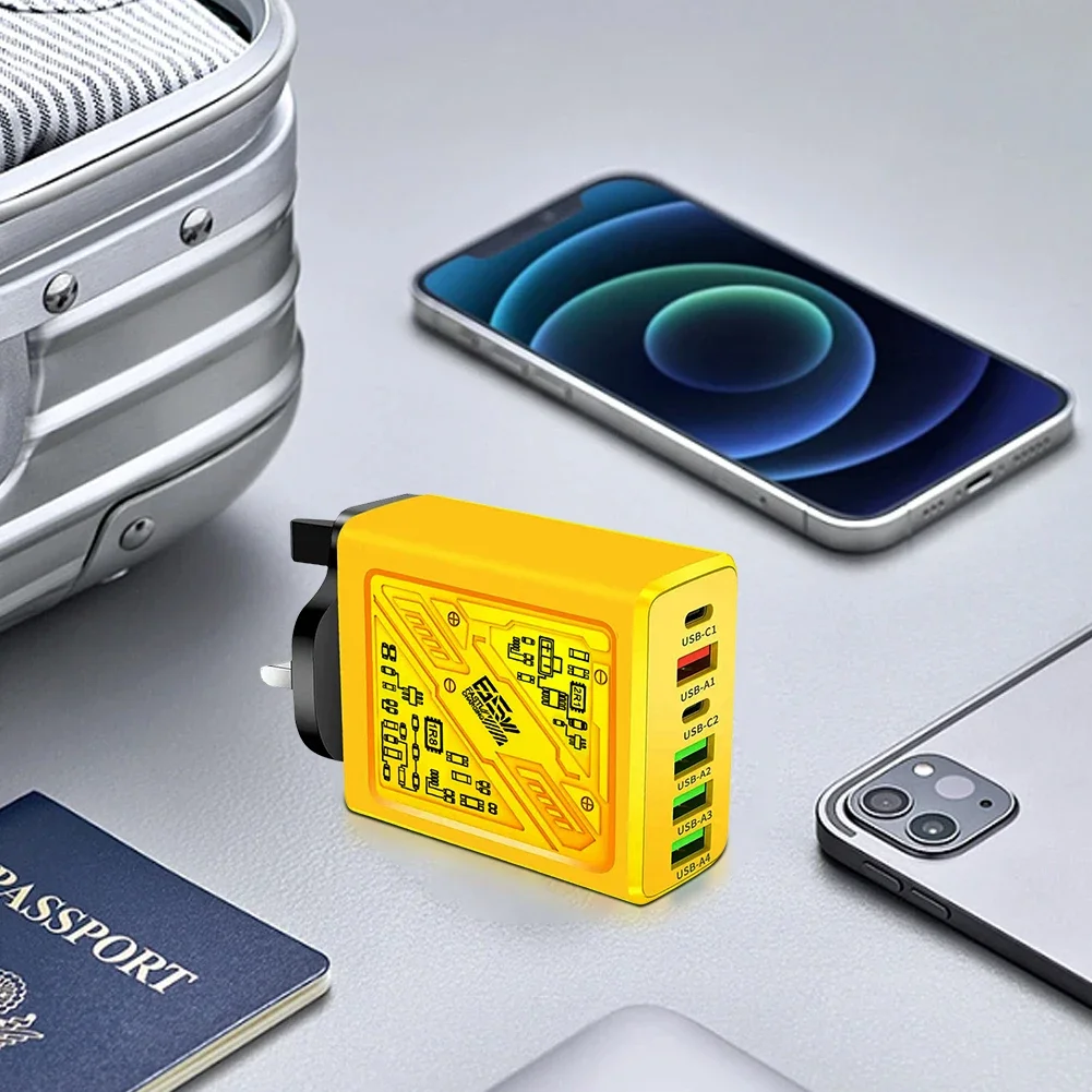 6 в 1 4 USB 2 Type C 3.1A Зарядное устройство для быстрой стенки для iPhone Samsung Xiaomi Huawei Oppo Адаптер для мобильного телефона