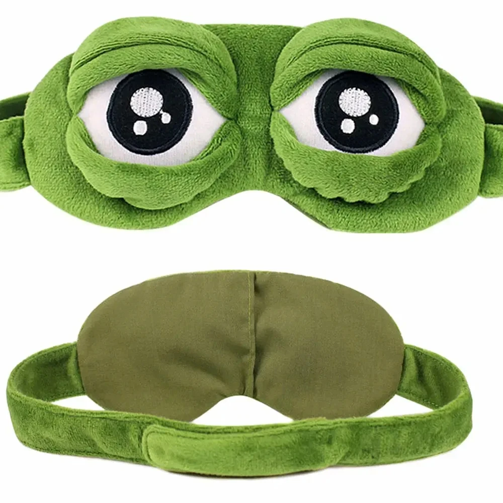 Hirigin New Unisex Creative Travel Sleep 3D Eye Mask Cartoon Frog Filled Hood Eyeshade Cover Blinder Office School Blindfold