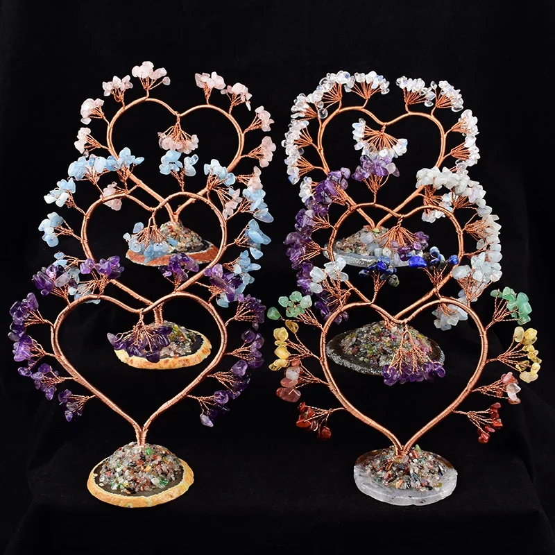 Natürliche Kristall Amethyst Liebe Baum Reiki Heilung Baum Probe Handwerk Hause Dekoration Ornamente Glück Urlaub Souvenir Geschenk