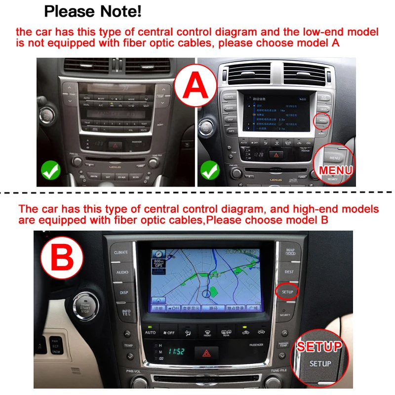 Android14 Carplay Car Video Player  Multimedia Stereo Screen For LEXUS IS200 IS250 IS300 IS300C 2006-2011 4G RDS DSP