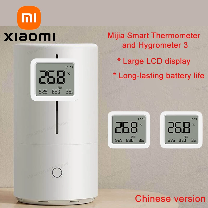 

XIAOMI MIJIA Smart Temperature & Humidity Monitor 3,Large LCD,Multi-functional display,1.5y battery Life,App Control,CN Version