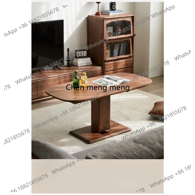 

Black walnut oval coffee table solid wood lifting dining table household desk modern simple living room