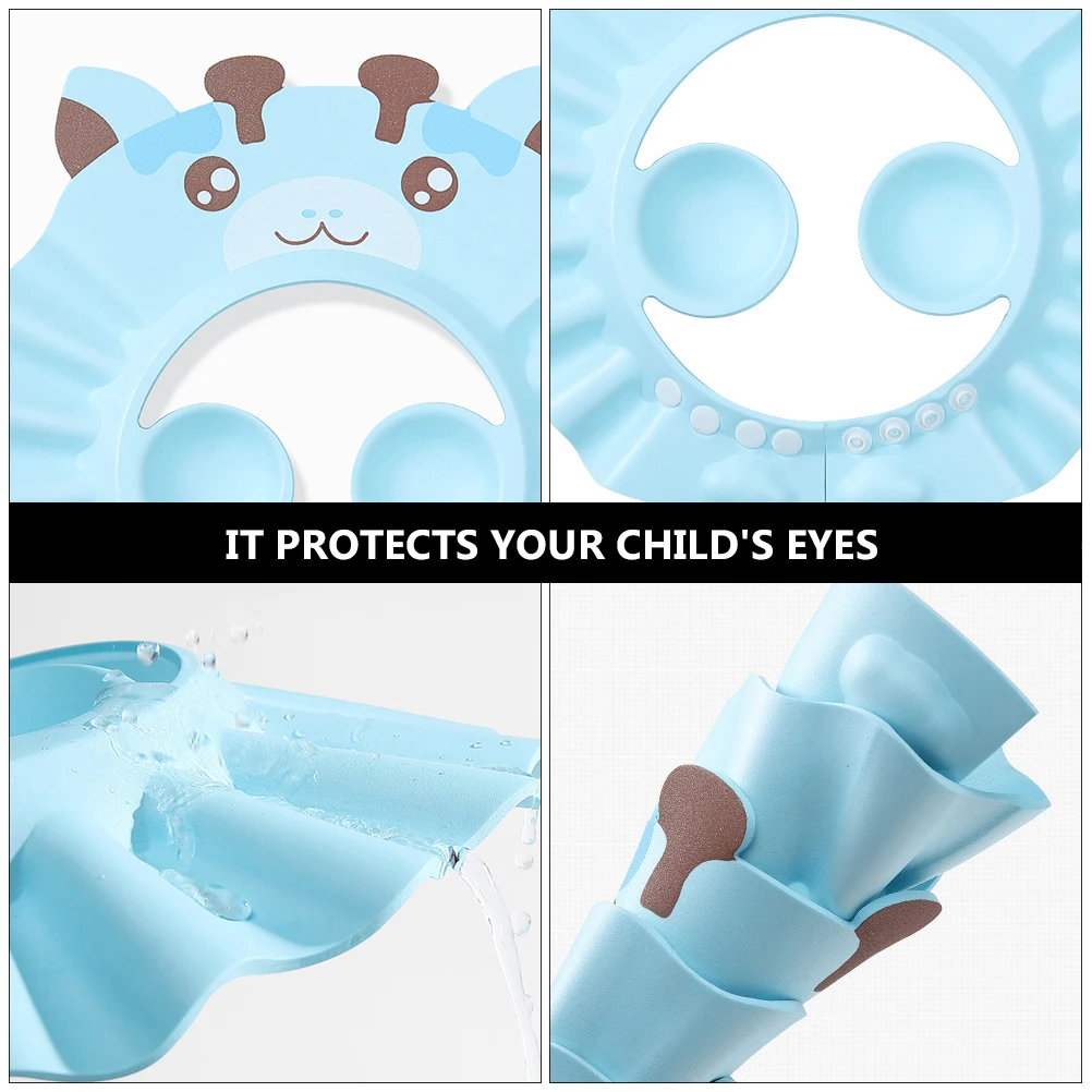 

2pcs Waterproof Ear Protection Shower Cap Kids Bathing Hat Durable EVA Cartoon Adjustable Travel Friendly Baby Hair
