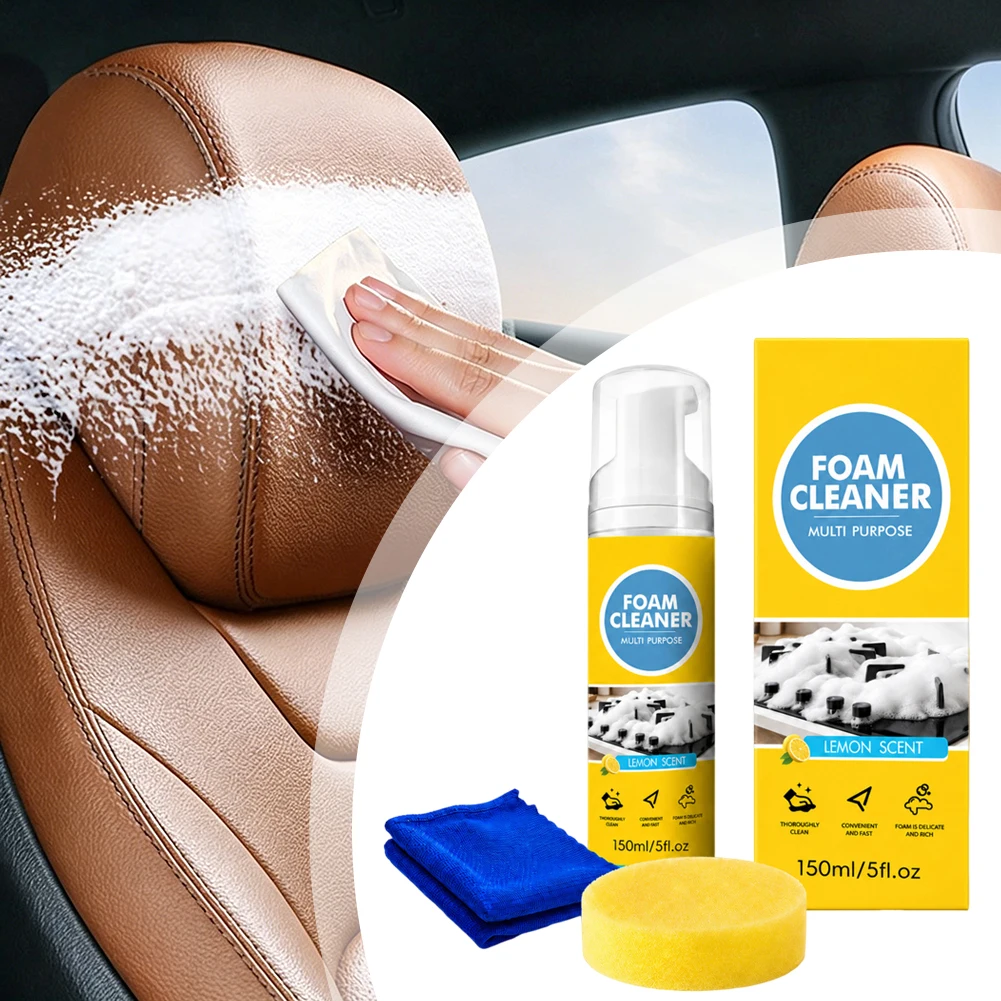 4 In 1 Multi-Enzyme Foam Cleane,150ml Car Interior Detailing Kit,Multi-Surface Kitchen Cleaner Lemon Scented For Car Interior