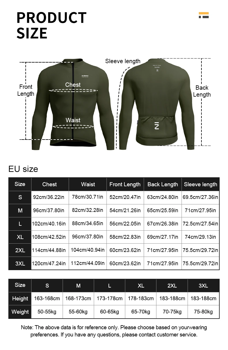 INBIKE Herren-Fleece-Radtrikot für den Winter, langärmelig, durchgehender Reißverschluss, einfarbig, Rennrad-Top mit 3 Gesäßtaschen, Radtrikot – Detail 4