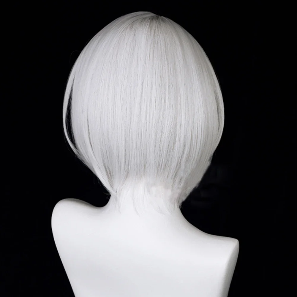 RANYU Zenless Zone Zero Anby Demara Wig Synthetic Short Straight Silvery White Braid Game Cosplay Hair Wig For Party