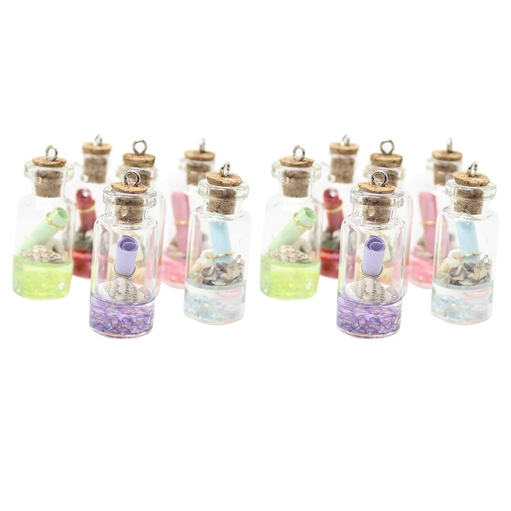 

12pcs Resin Glass Bottle Pendant Mini Drift Bottle Charms Necklace Accessories DIY Craft Vial Tiny Clear Jewelry Making