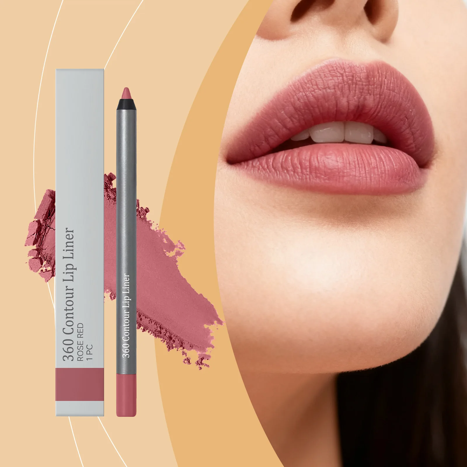 Rose Red Lip Liner Pencil with a Smooth Touch, Evenly Applies to Shape a Three-Dimensional Lip, Matte Texture for a Full Lip Loo