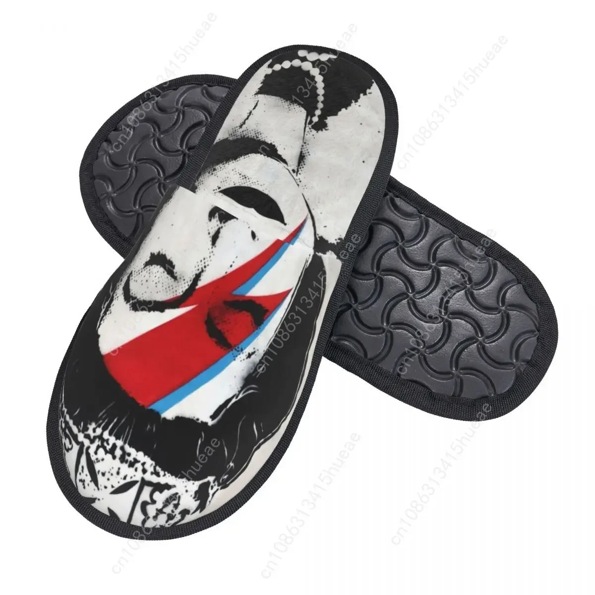 Banksy UK England Queen Elisabeth Rockband Face Makeup House Slippers Women Cozy Memory Foam Slip On Spa Slipper Shoes