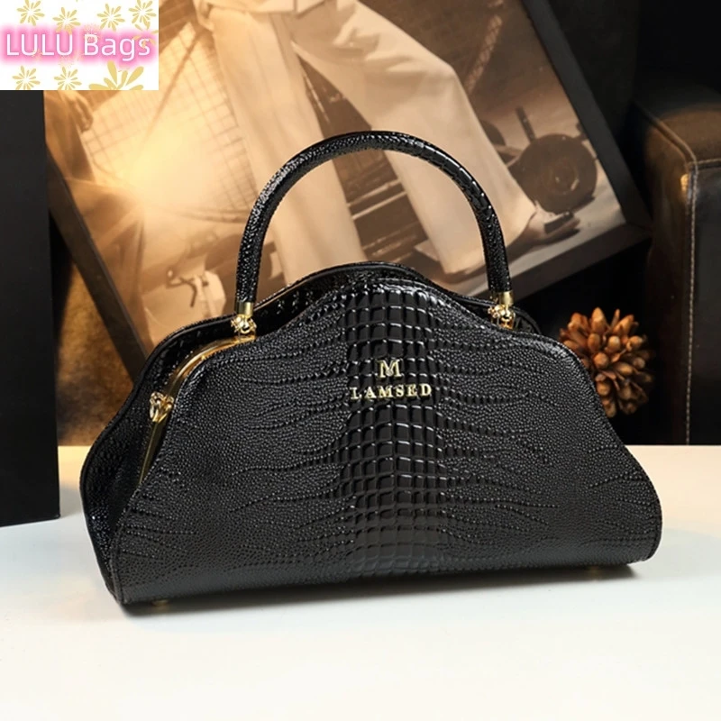 

Crocodile Pattern Leather Women Handbags Luxury Brand Shoulder Messenger Cloud Bag 2024 New Senior Fashion Ladies Shell Bags