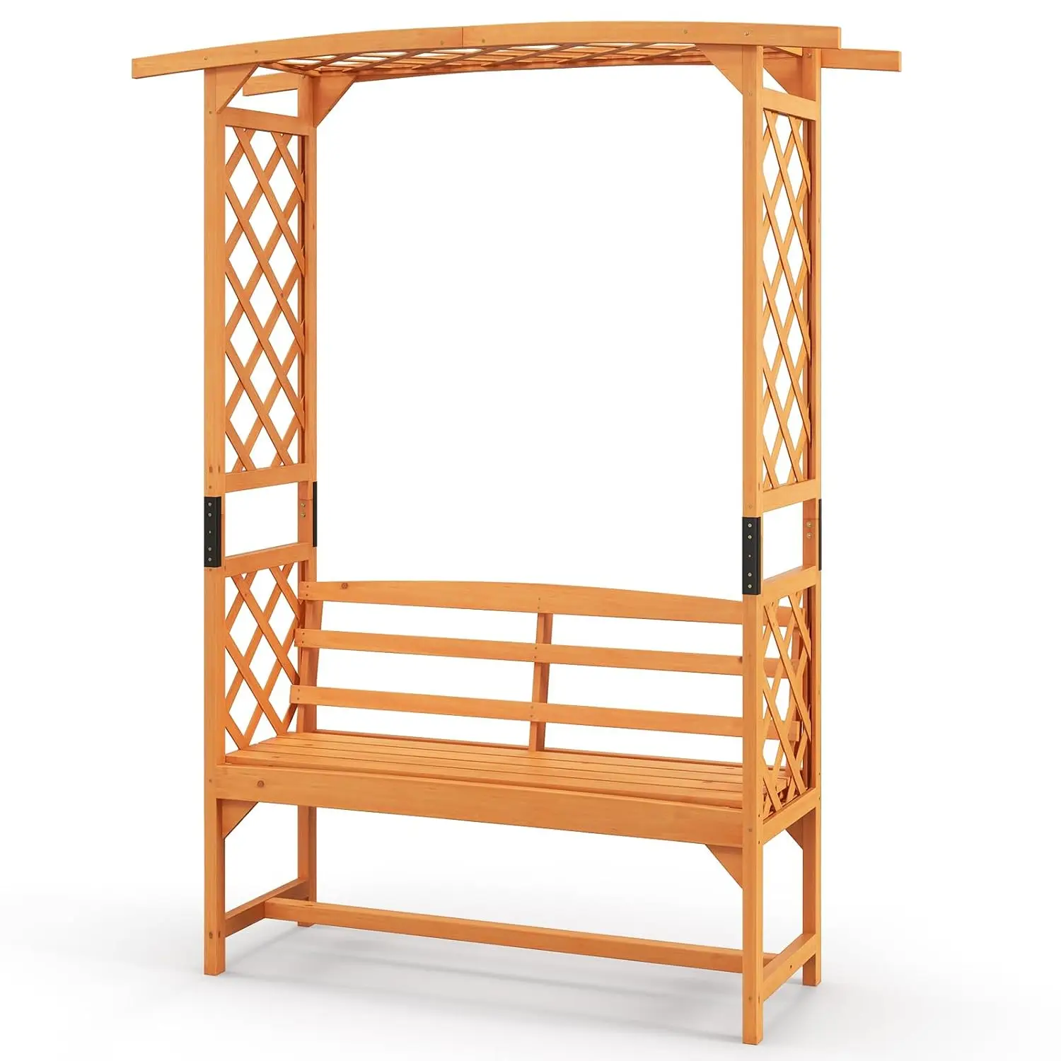 Garden Arbor with Bench, Wooden Garden Arch Trellis 63''W x 79''H, Customized