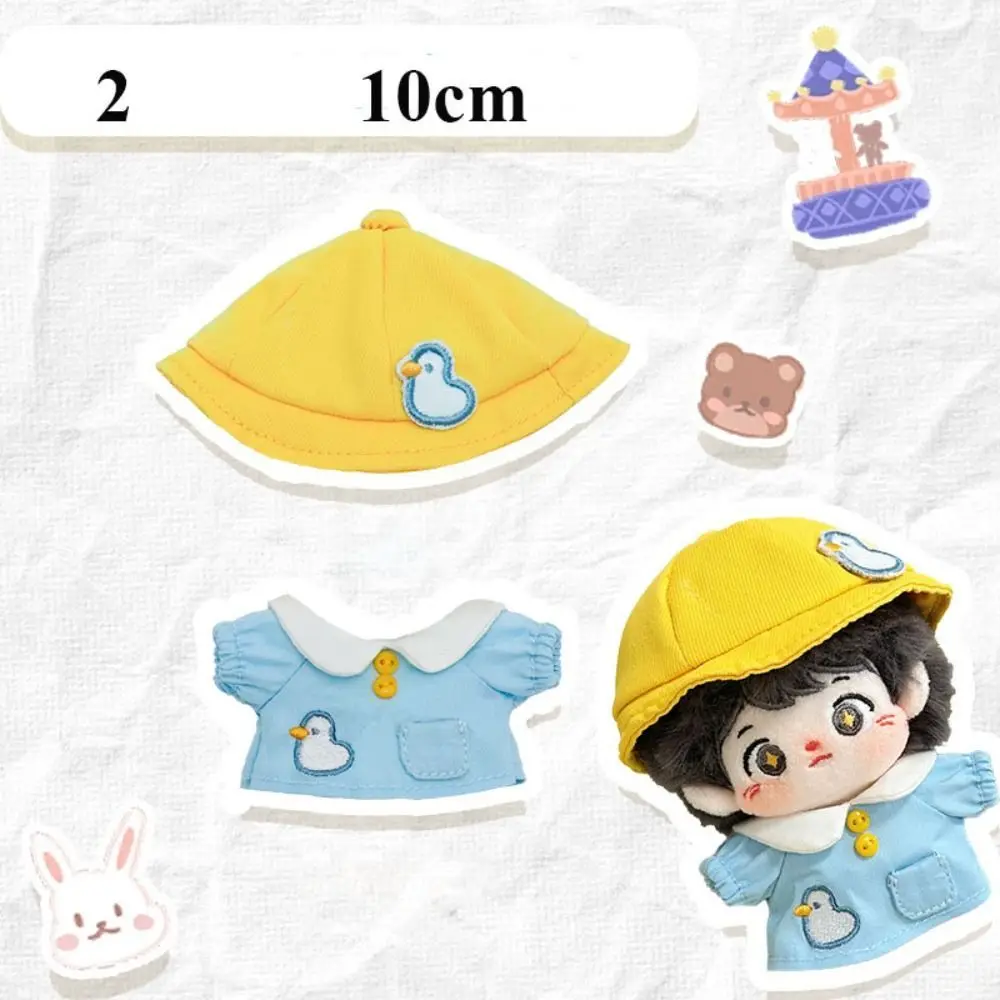 Cute Duck Plush Cloak Suit para Idol Dolls, Roupas de Boneca, Bucket Hat, Tops e Shorts, Mini Cap, Camisa e Calças, 10 cm, 20cm