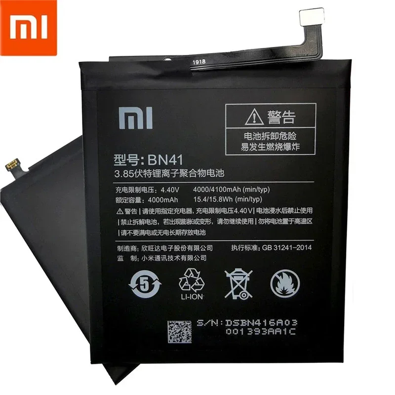 2024 New 100% For Xiao Mi BN41 Battery For Xiaomi Redmi Note 4 Hongmi Note 4X 4200mAh Original Mobile Phone Batteries+Free Tools