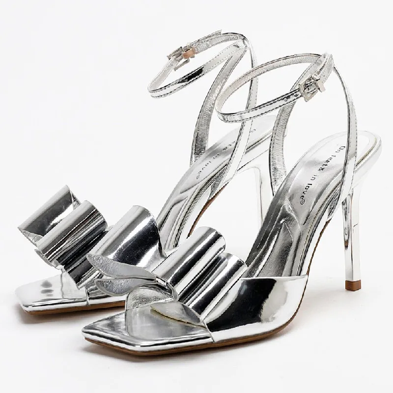 

New Bowknot Designer High Heels Women Open Toe Ankle Strap Elegant Heeled Sandals Female Luxury Banquet Party Dress Shoes Pumps