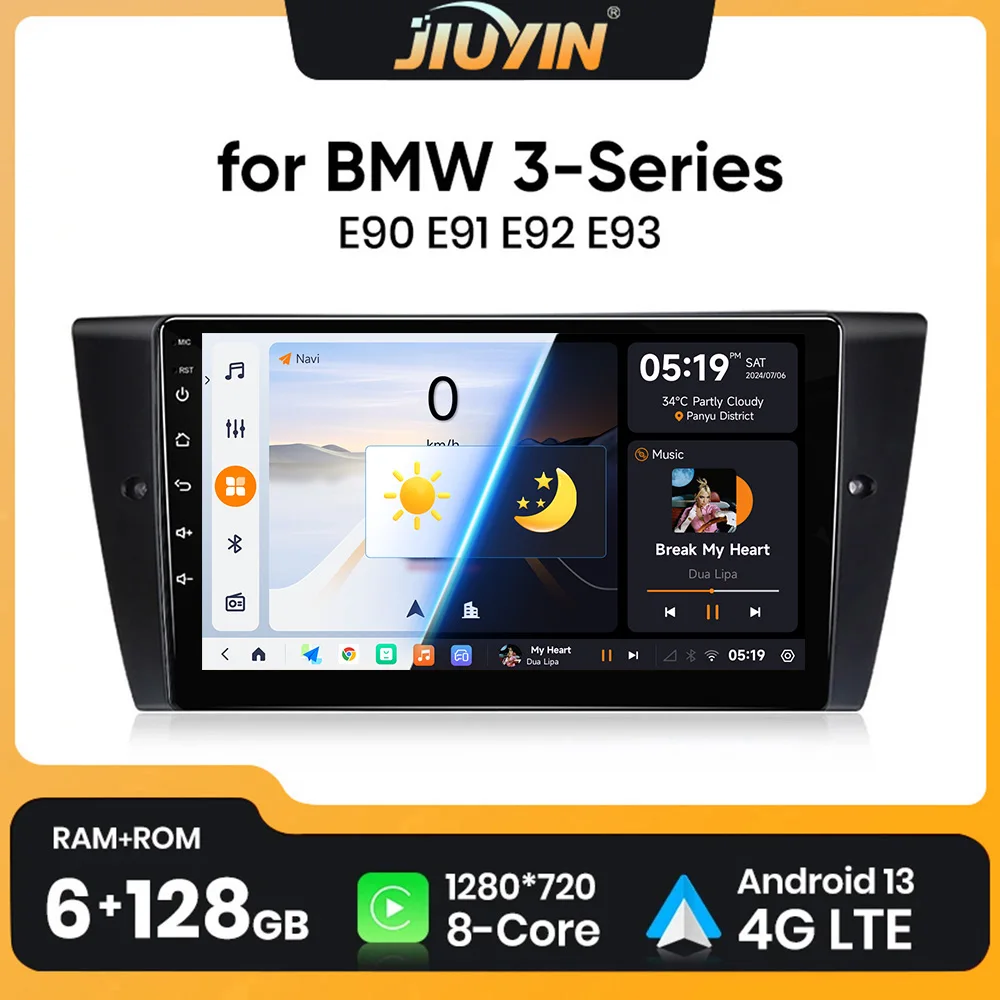 

JIUYIN 9" Car Radio For BMW 3-Series E90 E91 E92 E93 wireless CarPlay Android 13 Auto car intelligent systems No 2 din 2din DVD