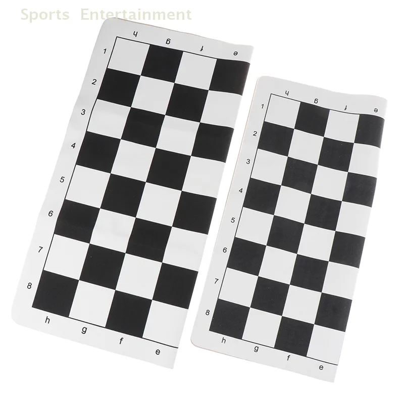 Tablero de ajedrez portátil blanco y negro de cuero PU de 43CM y 51CM, tablero de ajedrez suave para juegos educativos para niños, piezas de ajedrez de madera