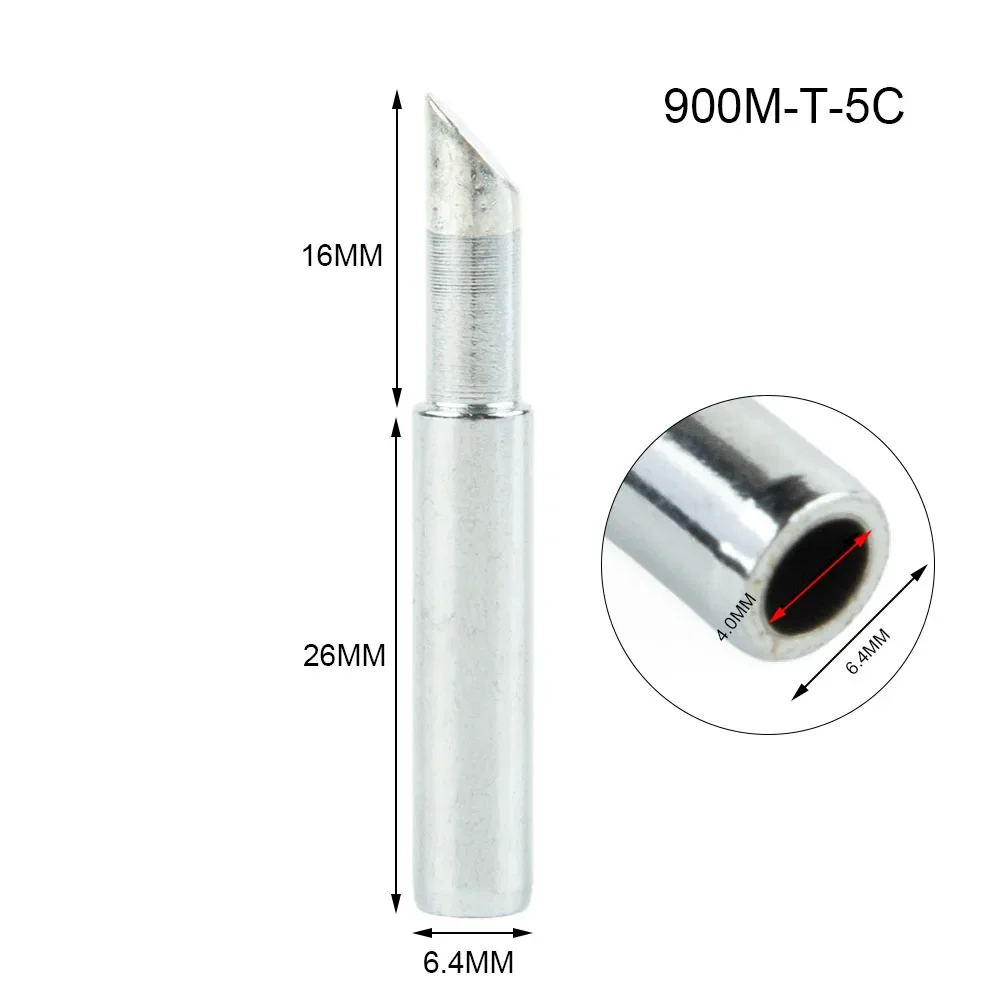 5PCS Silver Soldering Iron Tip 900M-T-5C 4mm Inner Diameter Soldering Iron Pure Copper Welding Tips 5C Type Soldering Iron Tip