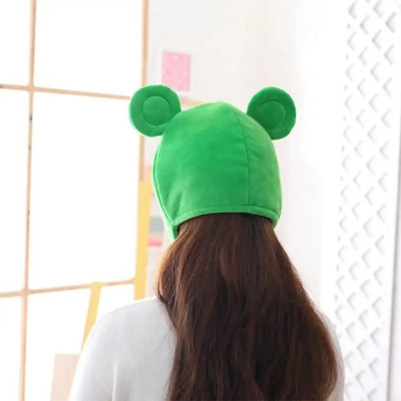 Plush for Frog Hat Green Scarf Cap Earflap Soft Winter Warm Ski Full Headge 6XDA