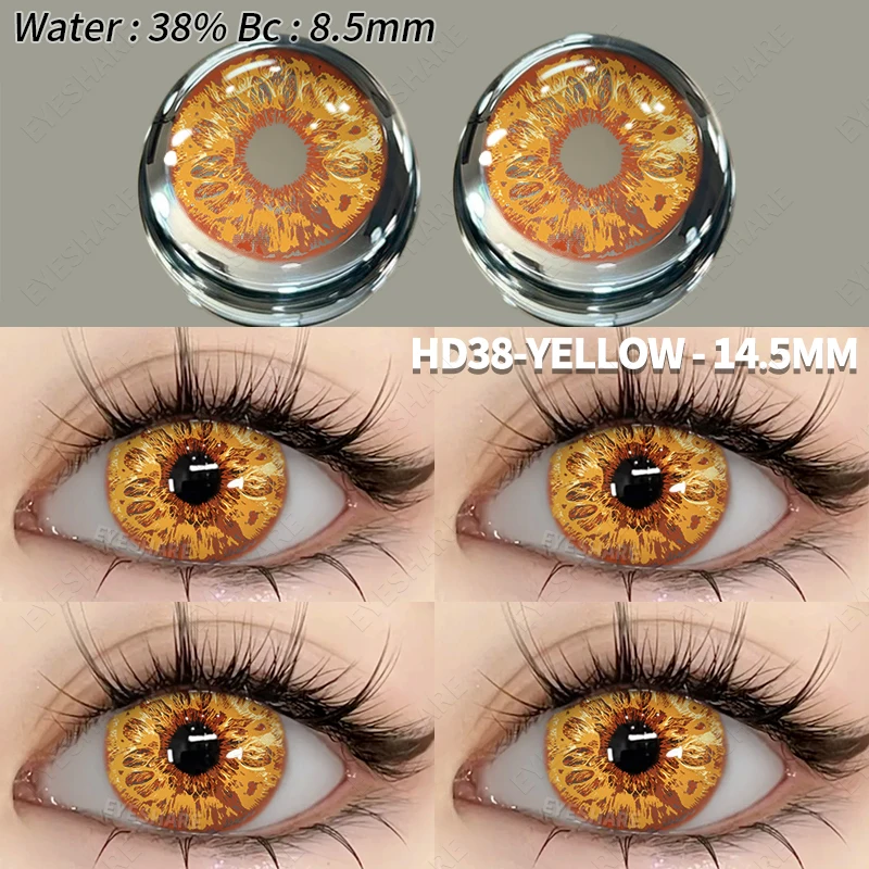 EYESHARE 1pair Halloween Color Contact Lenses Cute Anime Cosplay Contact Lenses Blue Eyes Contact Lenses Yellow Colored Contacts