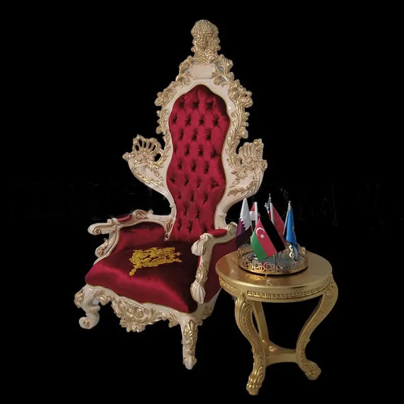 * Traditional Style Single Carved Red Leisure Chair European-Style Living Room Negotiation Chair on Sale