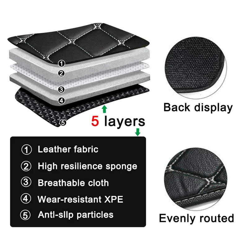 Car Floor Mats For Dodge durango Citadel 7seat 2008-2018 Kit set Waterproof Carpet Luxury Leather Mat Full Set Car Accessories