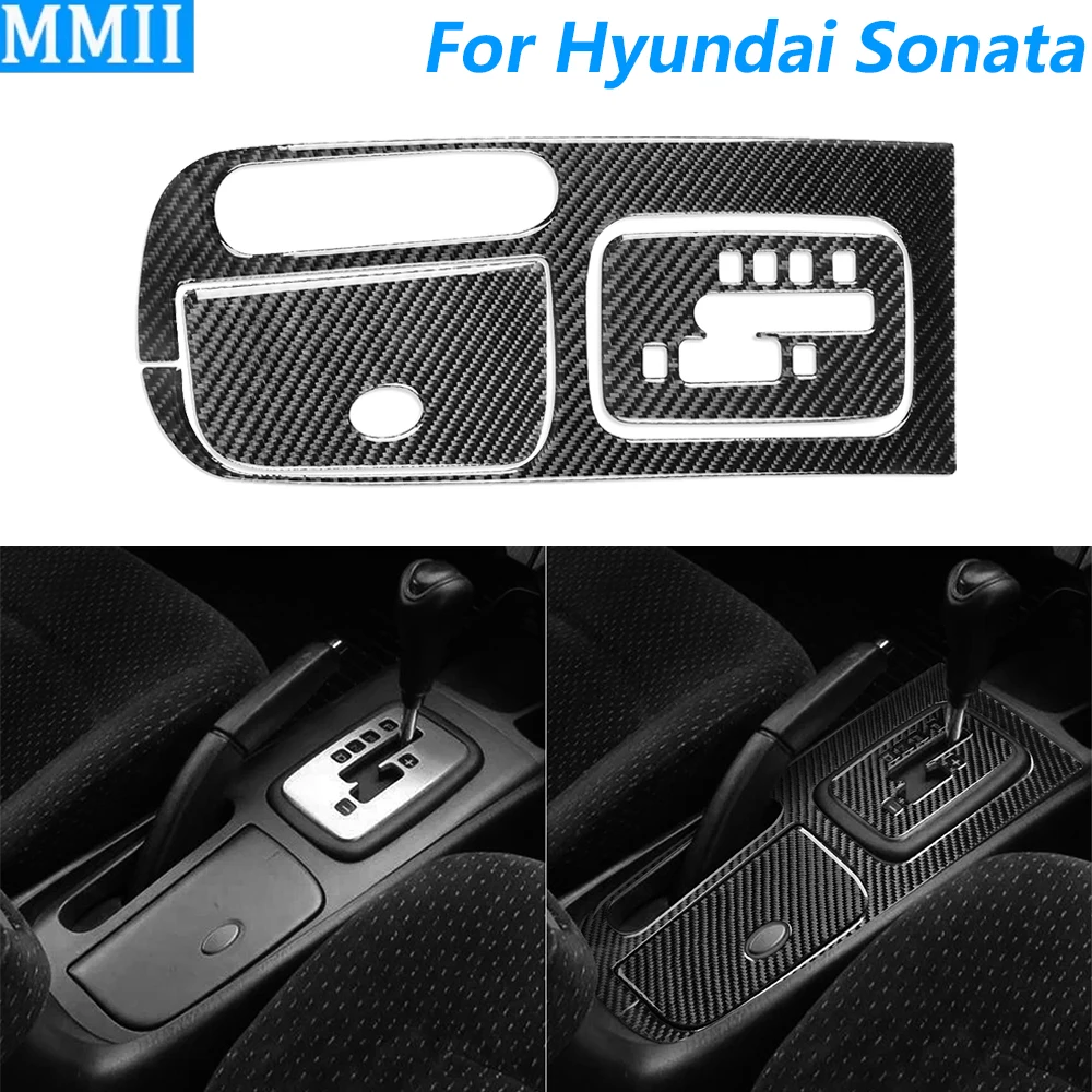 

Для Hyundai Sonata 5-го поколения 2002-2005: Комплект накладок из углеродного волокна для центральной консоли, панели переключения передач и подстаканников. Аксессуары для автомобиля.