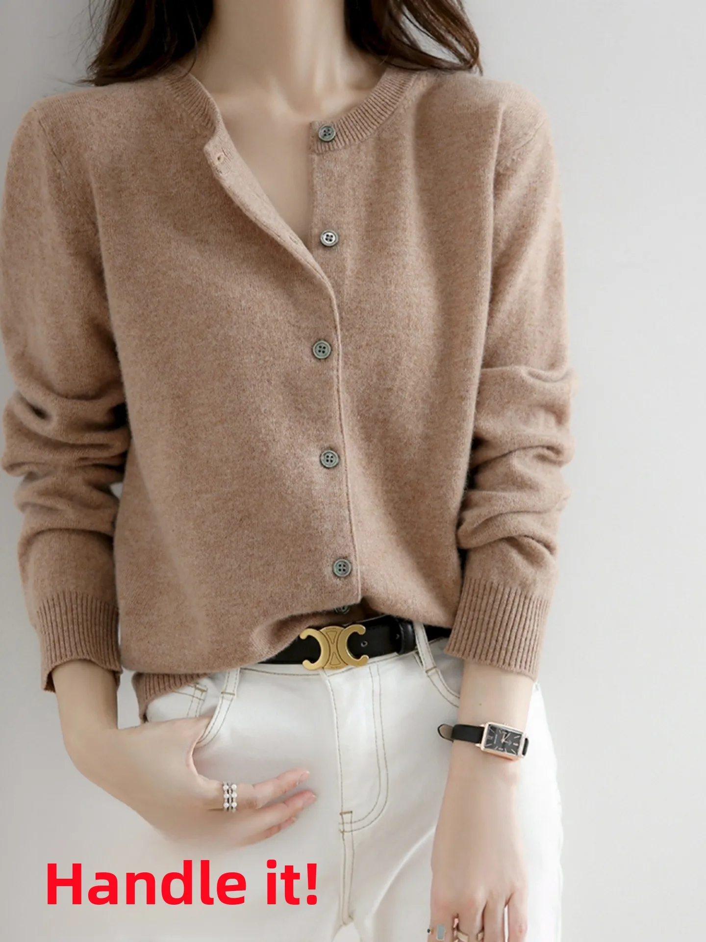 

Women's Cashmere Open Cardigan round Neck Knitted Sweater Soft Comfortable Long Sleeve Warm Outerwear Fashionable Commute Style