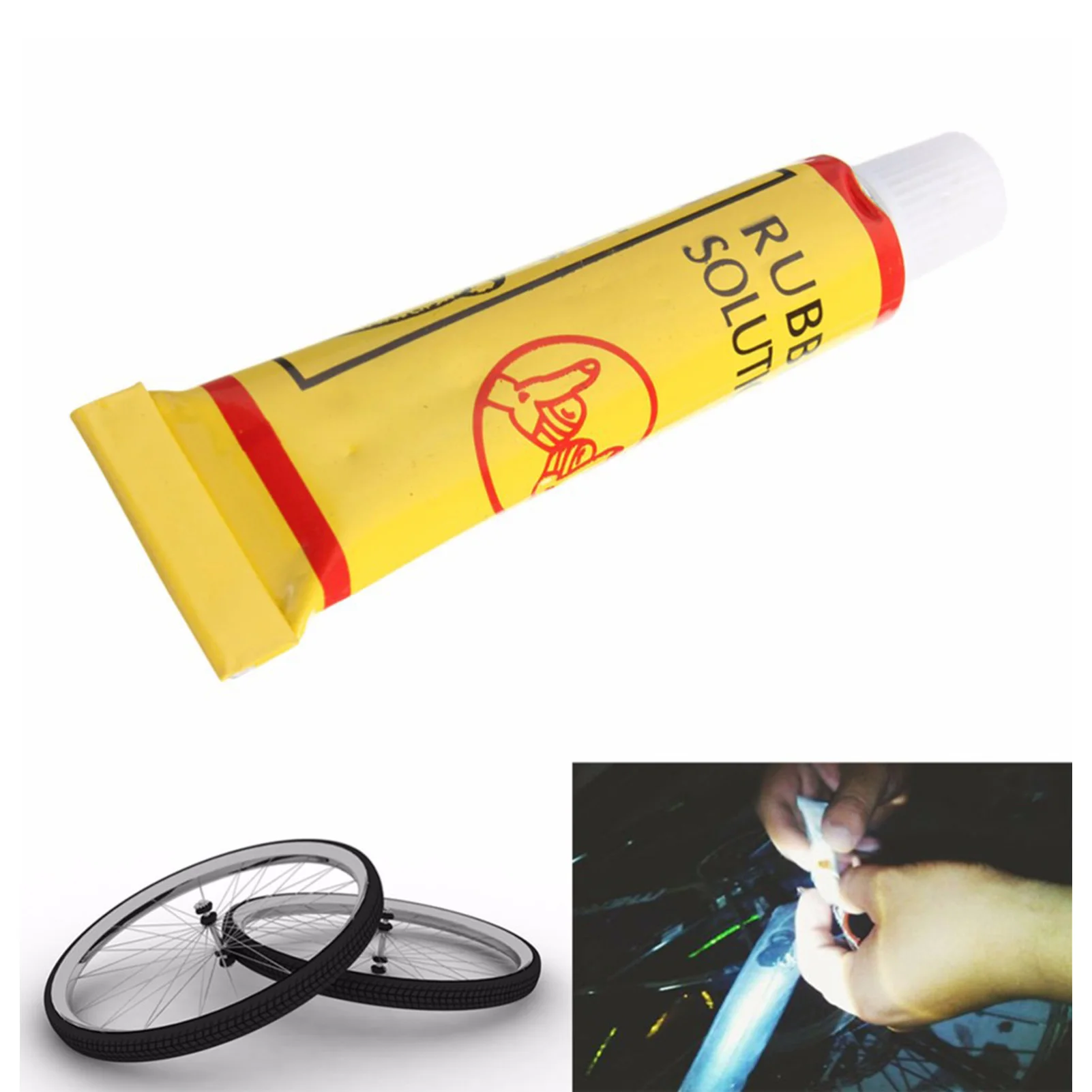 1Pcs Cement Rubber Inner Tube Repair Puncture Cold Patch Solution Kit Adhesive Glue Bike Glue Bicycle Repair Tool Yellow/green