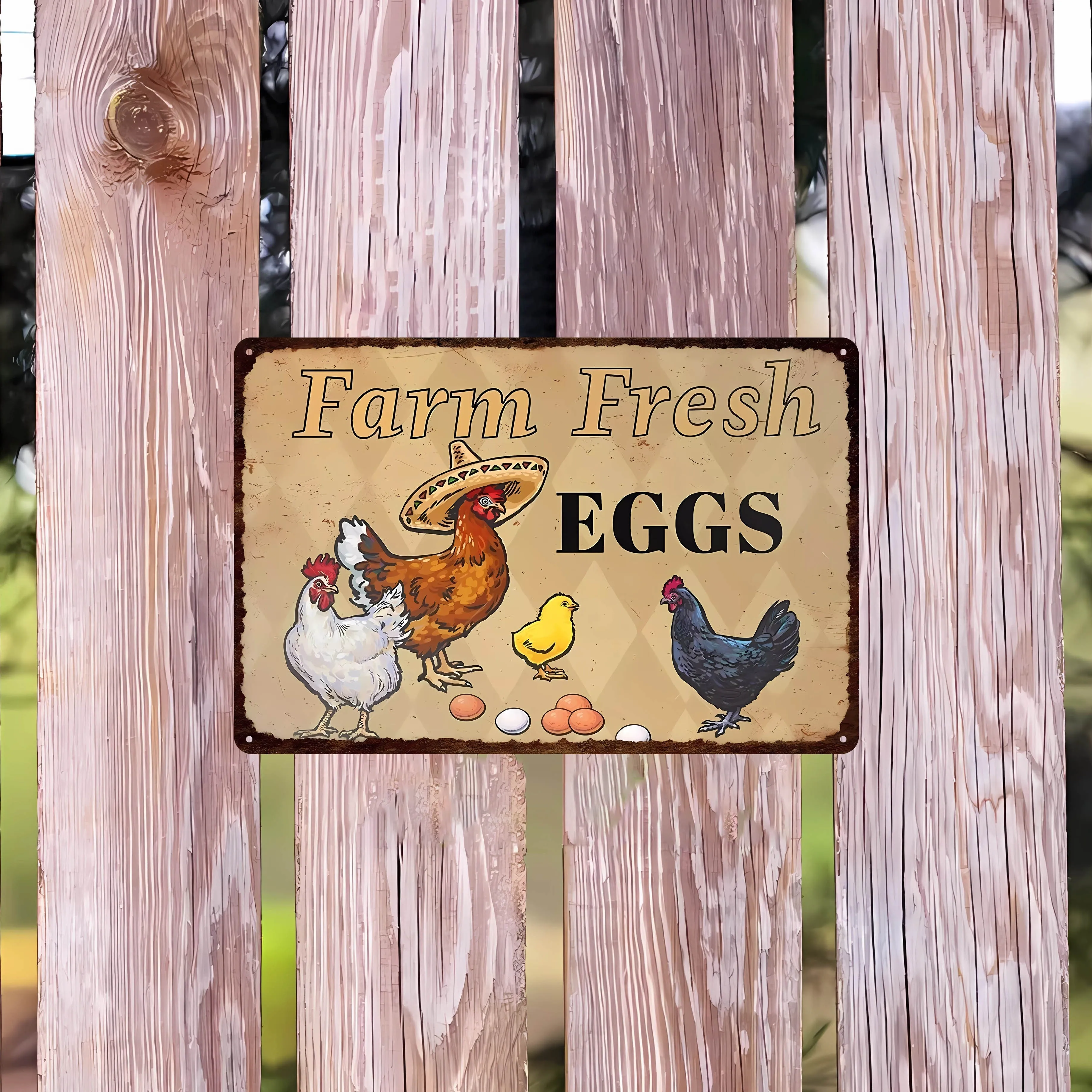 1pc Metal Chicken Coop Signs Fresh Eggs Warning Beware Signs For Country Chicken Coop Decor Fun Gift For Chicken Coops Lover