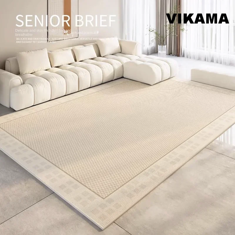 VIKAMA  2024 new waterproof washable wipeable rugs Crystal pile cream style carpet living room light luxury premium