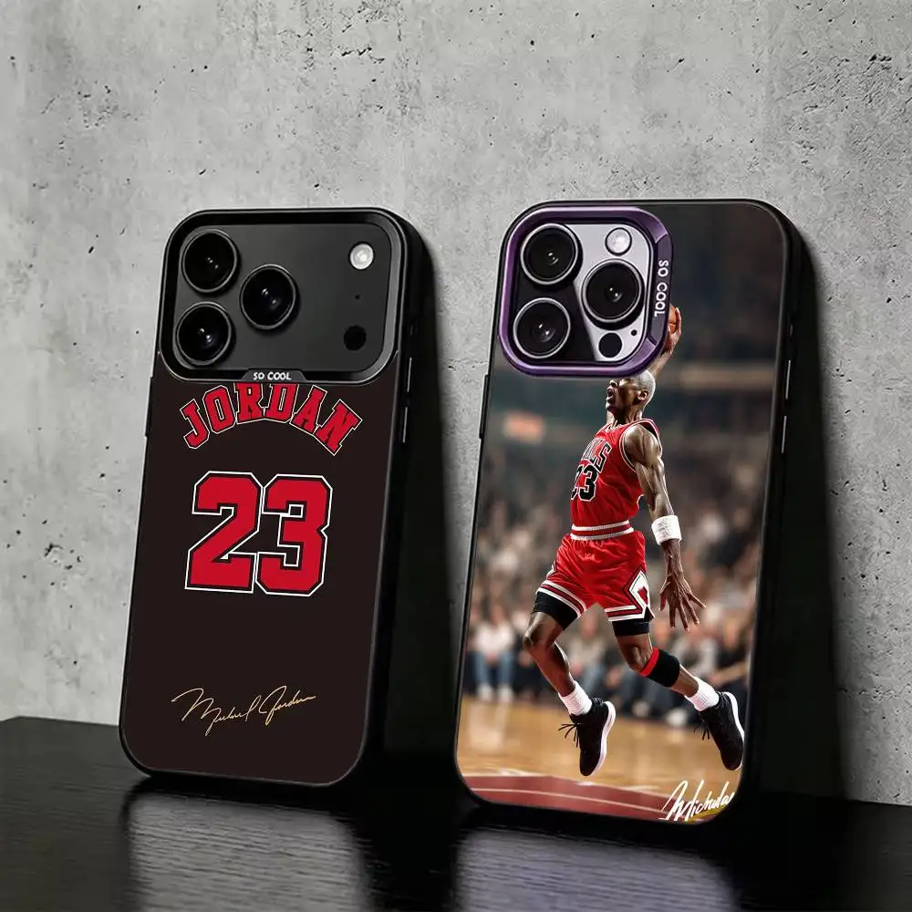 Coque de téléphone GOAT M-Michael J-Jordan pour iPhone 18, 17, 16, 15, 14, 13, 12 Plus, Pro Max, avec intérieur plaqué argent coloré