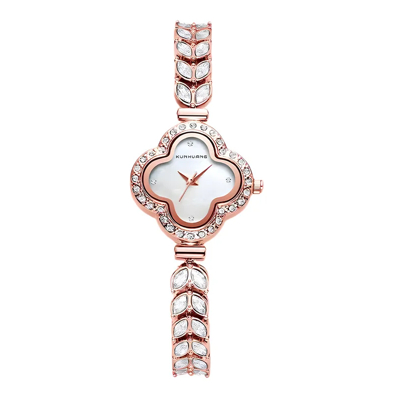 ساعة KUNHUANG النسائية كاجوال عصرية على طراز البرسيم كوارتز