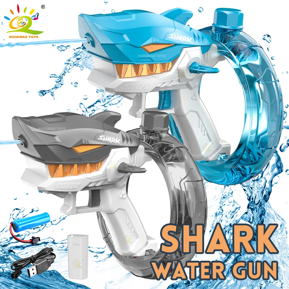 

Summer Electric Automatic Shark Water Gun Cannon Portable Children's Beach Outdoor Fight Fantasy Shooting Game Toys for Kid Gift