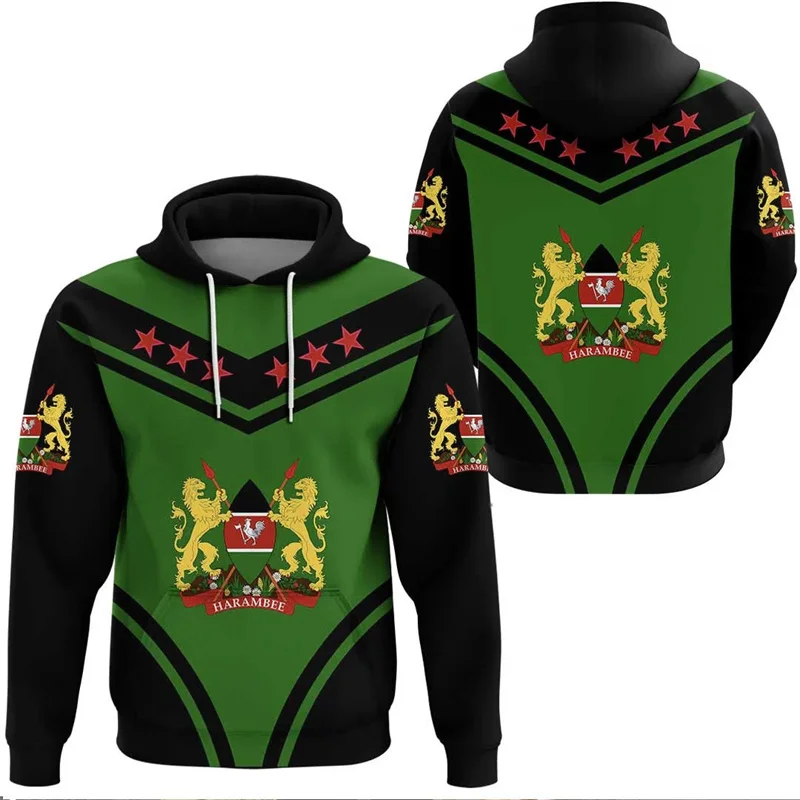 African Country Kenya Nation Flag Graphic Hoodie For Men 3d Print Long Sleeve Oversized Pullovers Sweatshirt Tops Tracksuit