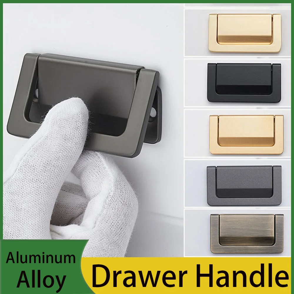 Flip Cover Invisible Handle Hidden Aluminum Alloy Anti-Collision Wardrobe Cabinet Drawer Wardrobe Handle Hardware Accessories