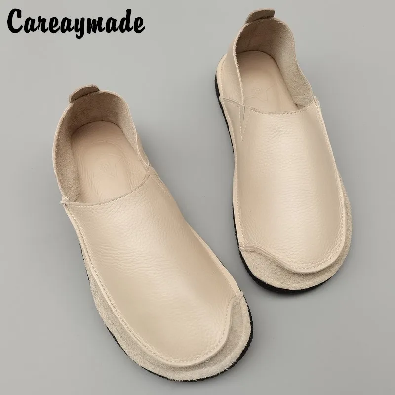 Careaymade-Genuine leather,Pure handmade shoes,flat soft sole single shoes,women\'s lightweight non slip casual big size man shoe