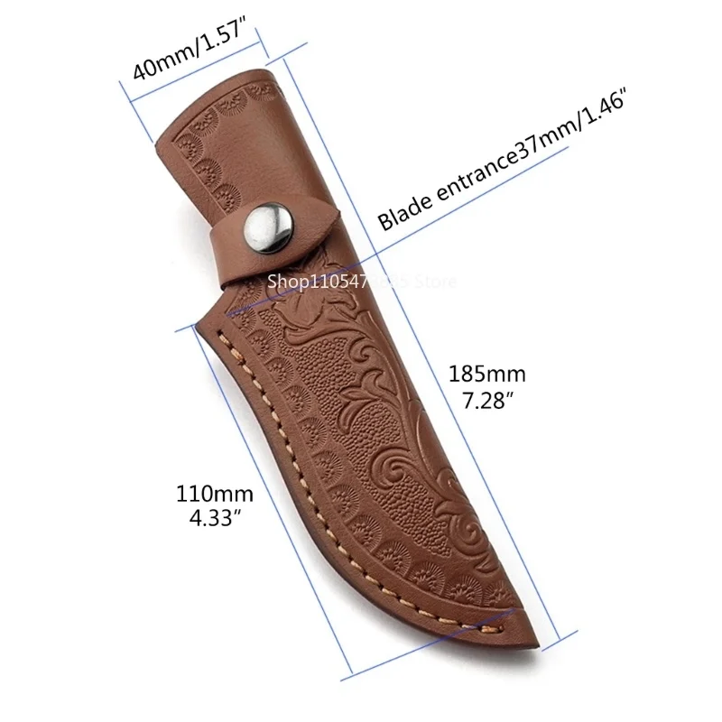 EDC Outdoor Fixed Blade Knife Leather Sheath Belt Loop Holster Portable Straight Knife Protective Cover Knife Accessory