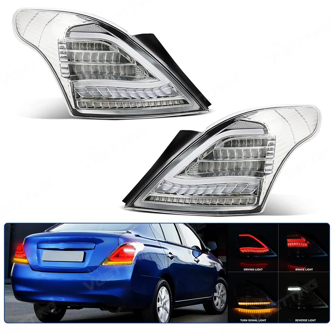

Светодиодный задний фонарь в сборе для Nissan Almera 2011 2012 2013 2014 2015 2016 2017, динамический указатель поворота, задний фонарь, водонепроницаемые детали