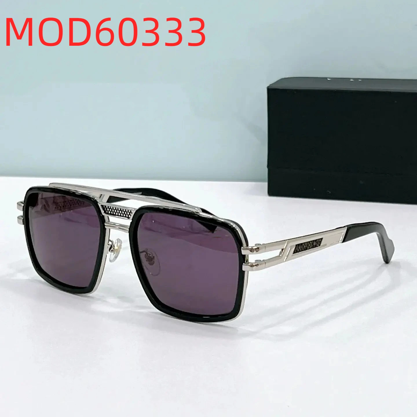

New Arrival MOD60333 Fashion Vintage Luxury Design UV Men Eyewear Premium Silvery Alloy Frame Square Leisure Women Sunglasses