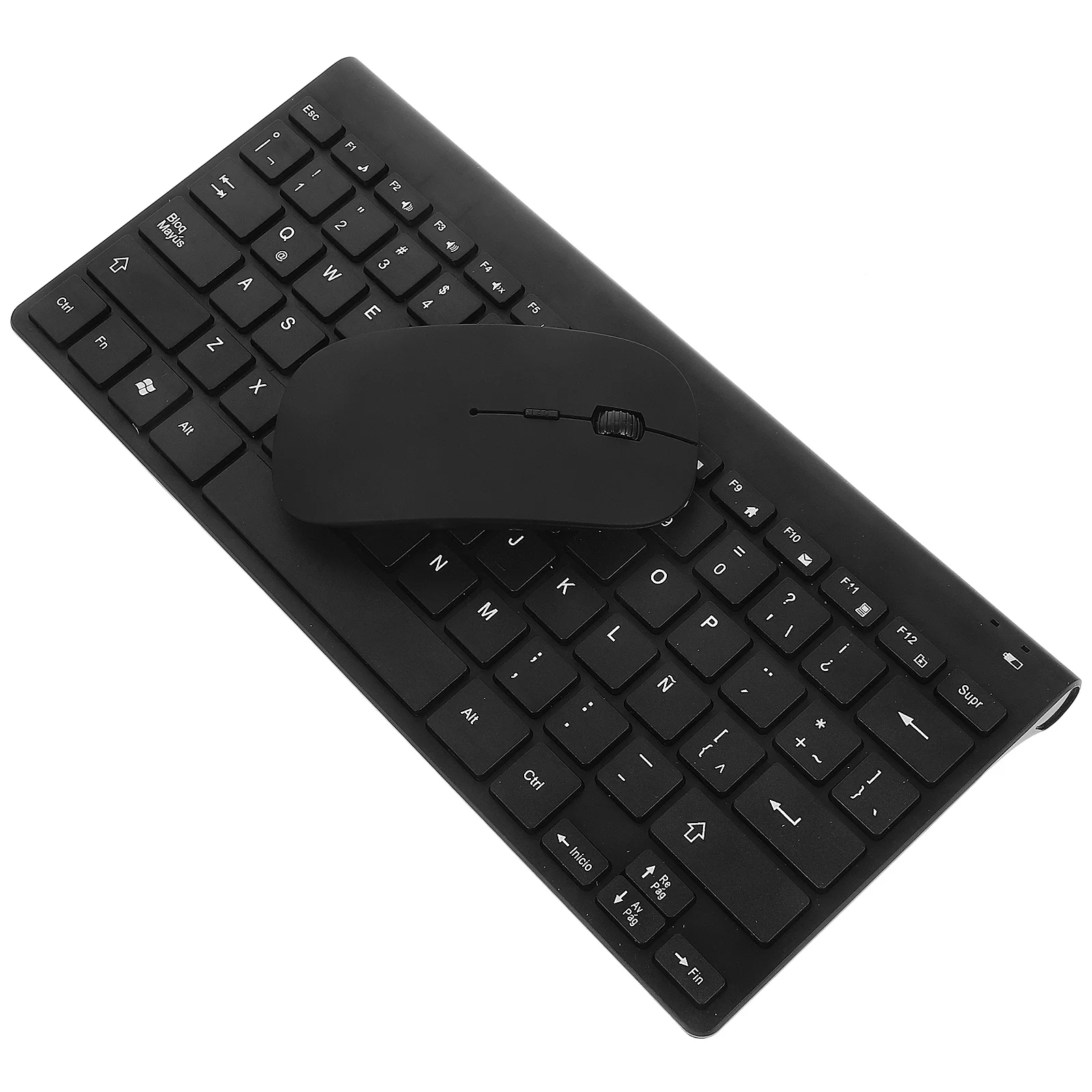 

1Set Wireless Keyboard Mouse Combo Durable Resin Minimalist Design Latin Spanish Layout Office Computer Accessory Wireless